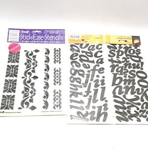 Tulip Stick-Ease Stencils Borders Trims NIP Alphabet Basics Stickers Craft Lot